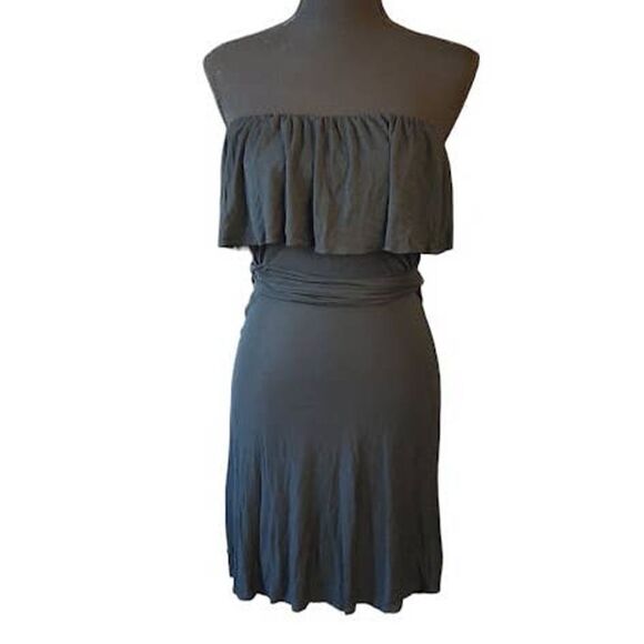 BCBGMaxAzria Strapless Black Ruffle Mini Dress Small - Picture 1 of 4